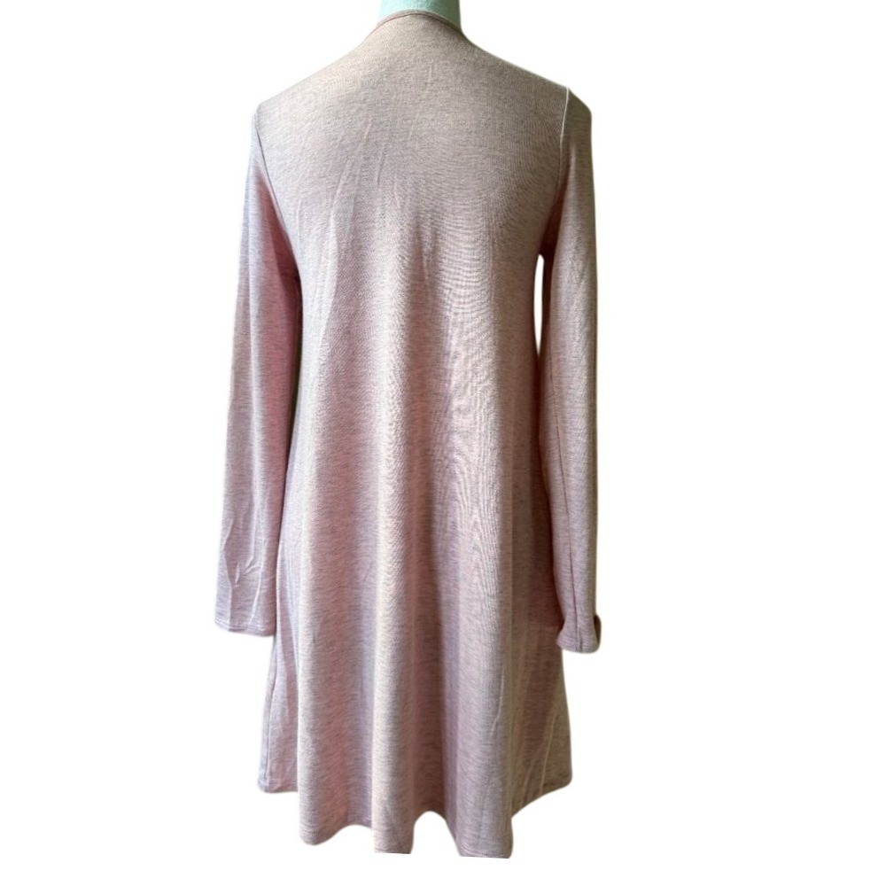 Pastel Pink Jersey Knit Lace Up Beach Cover Up Midi Dress M Summer Slub Stretch - Picture 3 of 9